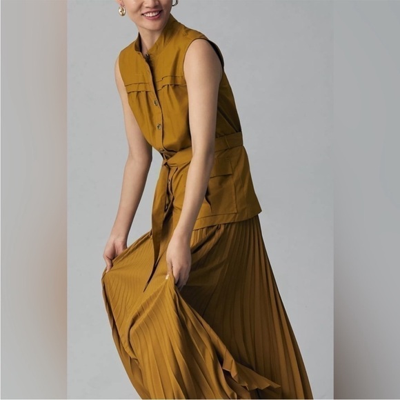 Anthropology safari pleated vest dress RARE! - Picture 2 of 8